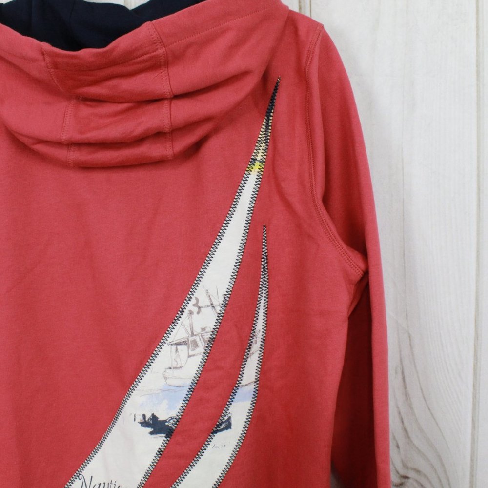 Nautica Orange Sailing Patch Full Zip Cotton Hooded Pullover Jacket Size M - Picture 8 of 13